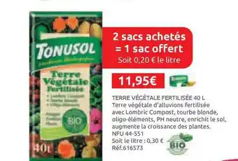 Mr Bricolage Terre Végétale Fertilisée 40 L Tonusol offre