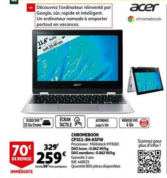 Auchan Chromebook Acer Cp311-3h-k5fw offre