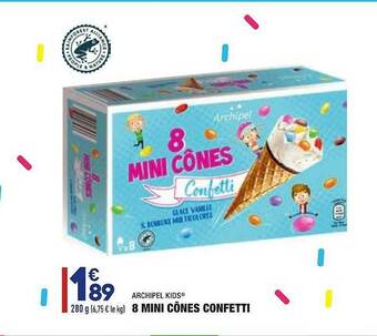 ALDI 8 Mini Cônes Confetti Archipel Kids offre