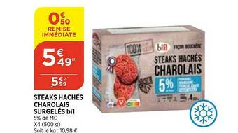 Bi1 Steaks Hachés Charolais Surgelés Bi1 offre
