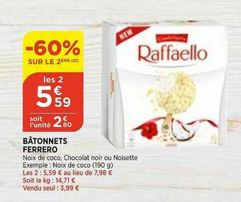 Bi1 Bâtonnets Ferrero offre