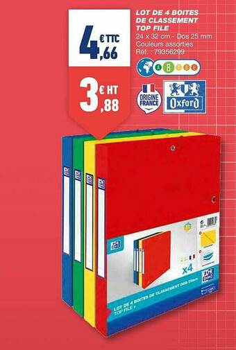 Bureau Vallée Lot De 4 Boites De Classement Top File offre