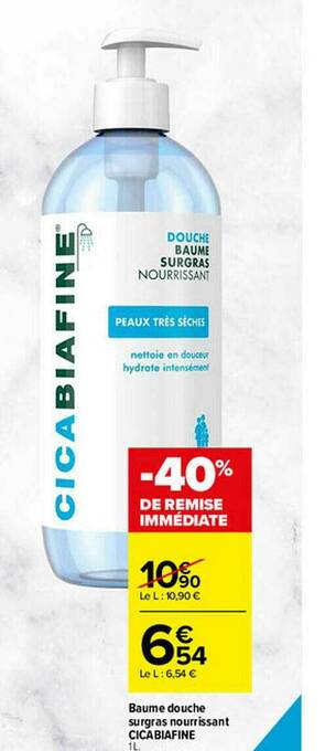 Carrefour Baume Douche Surgras Nourrissant Cicabiafine offre