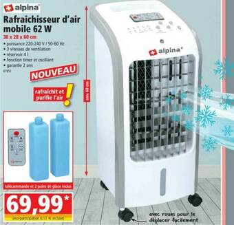 Norma Rafraîchisseur D'air Mobile 62 W Alpina offre