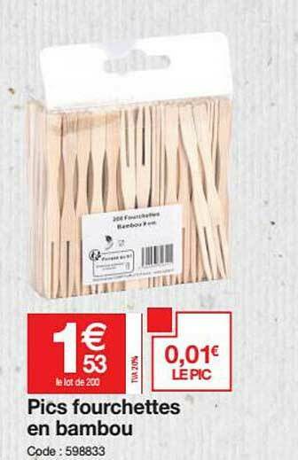 Promocash Pics Fourchettes En Bambou offre