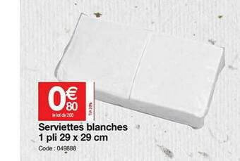 Promocash Serviettes Blanches 1 Pli 29 X 29 Cm offre