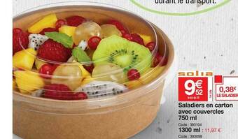 Promocash Saladiers En Carton Avec Couvercles 750 Ml - 1300 Ml offre