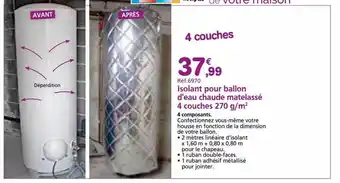 Provence Outillage Isolant pour ballon d'eau chaude matelassé 4 couches offre