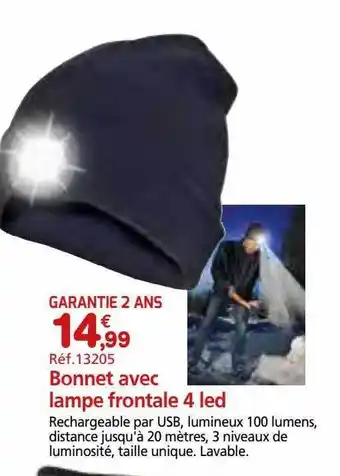 Provence Outillage Bonnet avec lampe frontale 4 led offre