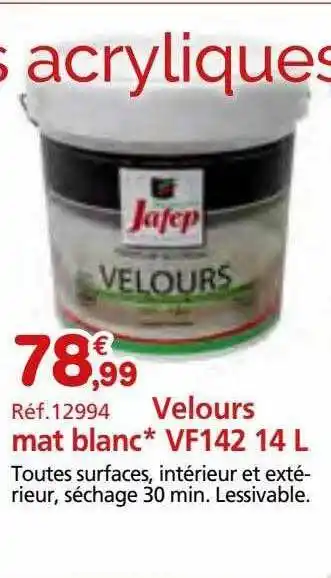 Provence Outillage Velours mat blanc vf142 offre