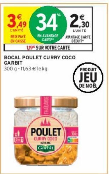 Promo Bocal Poulet Curry Coco Garbit Chez Intermarché Express