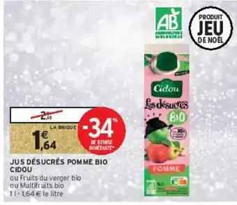 Jus désucrés pomme bio cidou