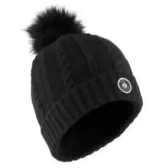 Decathlon Bonnet de ski femme torsades fur laine noir offre