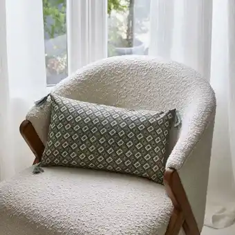 Housse de coussin satia vert de gris et écru