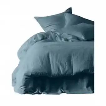 Drap housse dili bleu de prusse 140x200cm en voile de coton lavé