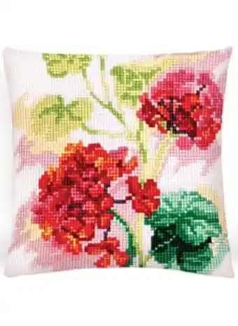 Bergère de France Kit coussin canevas géranium, point de croix, 40 x 40 cm offre