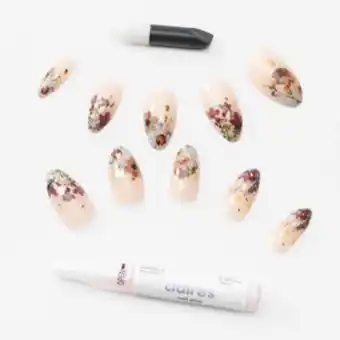 Claire's Faux ongles stiletto floraux roses - lot de 24 offre