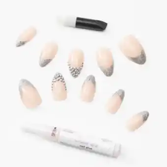 Claire's Faux ongles vegan stiletto couleur argentée bling bling - lot de 24 offre
