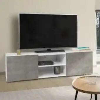 Conforama Meuble tv eli blanc portes effet béton offre