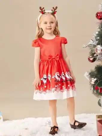 SheIn Shein fille robe de bal à imprimé père noël à nœud papillon offre