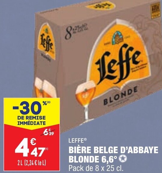 Promo Bière belge d'abbaye blonde 6,6 LEFFE chez ALDI