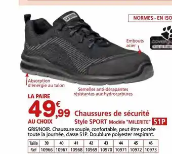Provence Outillage Chaussures de sécurité sport milerite offre