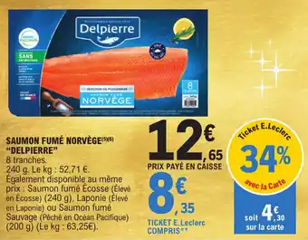 E.Leclerc Saumon fumé norvège "DELPIERRE" offre