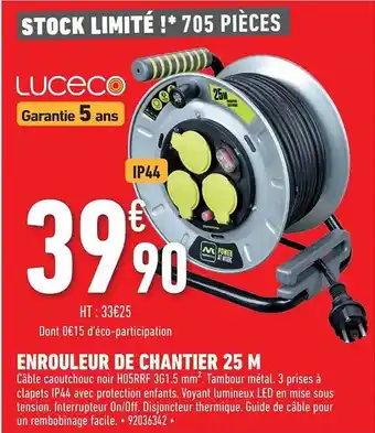 Brico Cash Enrouleur de chantier 25 m luceco offre
