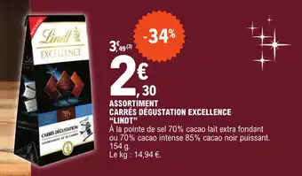 E.Leclerc Assortiment carres dégustation excellence "LINDT" offre