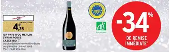 Intermarché IGP Pays d'Oc Merlot Syrah Rouge Cazes Bio offre
