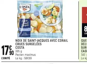 Spar Noix de Saint-Jacques Avec Corail Crues Surgelées Costa offre