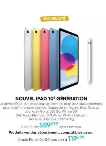 Nouvel ipad 10e génération