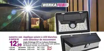 Provence Outillage Applique solaire à led blanches avec détecteur de mouvement werka pro offre