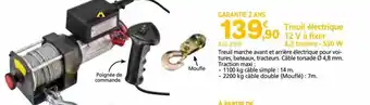 Provence Outillage Treuil électrique 12v à fixer 2,2 tonnes - 550 w offre