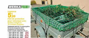 Provence Outillage Filet de protection pour remorque avec tendeur intégré et 10 crochets d'attache offre