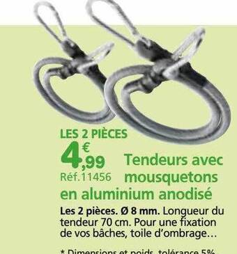 Provence Outillage Tendeurs avec mousquetons en aluminium anodisé offre