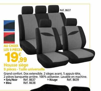 Provence Outillage Housse siège 9 pièces - taille universelle offre