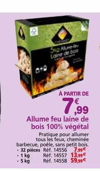 Provence Outillage Allume feu laine de bois 100% végétal offre
