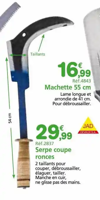 Provence Outillage Machette 55 cm, serpe coupe ronces offre