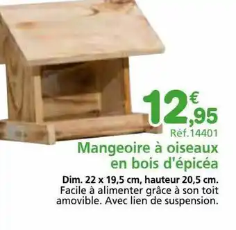 Provence Outillage Mangeoire à oiseaux en bois d'épicéa offre
