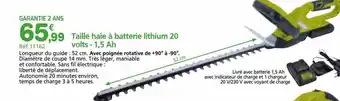 Provence Outillage Taille haie à batterie lithium 20 volts - 1,5 ah offre