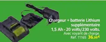 Provence Outillage Chargeur + batterie lithium supplémentaire 1,5 ah - 20 volts-230 volts offre