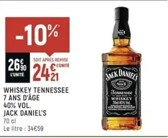 Spar Whiskey Tennessee 7 ans d'Âge 40% vol. Jack Daniel's offre