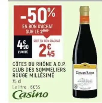 Spar Côtes du Rhône A.O.P Club des Sommeliers Rouge Millésimé offre