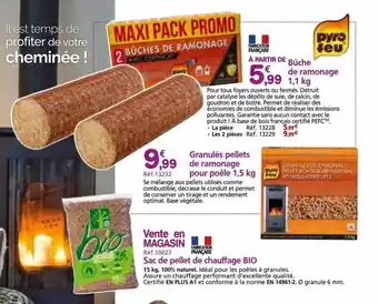 Bûche de ramonage 1,1 kg pyro feu, granulés pellets de ramonage pour poêle 1,5 kg pyro feu, sac de pellet de chauffage bio
