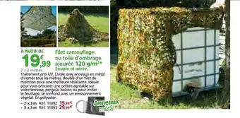 Provence Outillage Filet camouflage ou toile d'ombrage ajourée 120 g-m² souple et aérée offre
