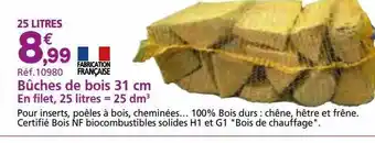 Provence Outillage Bûches de bois 31 cm offre