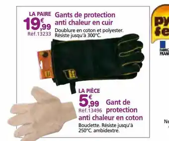 Provence Outillage Gants de protection anti chaleur en cuir, gant de protection anti chaleur en coton offre
