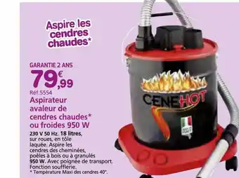 Provence Outillage Aspirateur avaleur de cendres chaudes ou froides 950 w offre