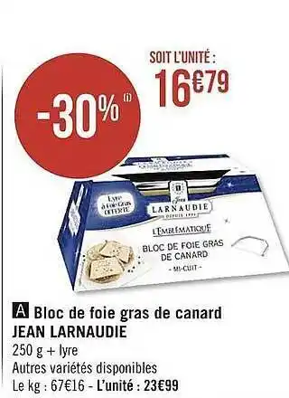 Bloc de foie gras de canard jean larnaudie